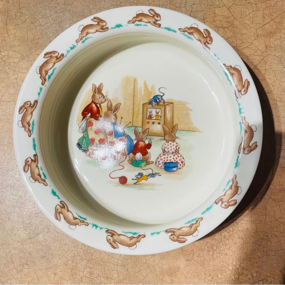 Vintage Royal Doulton Bunnykins Fine Bone China TV Time Cereal/Porridge Bowl